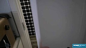 eva barbie blonde shower quickie cowgirl rides white cock cumshot facial