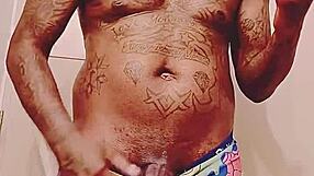 Black Dude's Fat Cock Jizzes Before Sugar Mommy Tattoo Lover Meet