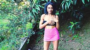 wyld yasmin strips juicy pussy in backyard public tease