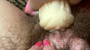 Hardcore hairy pussy lips big clit vagina toy fucking