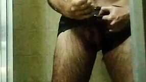 skinny brazilian strokes huge cock in shower till explosive cumshot?