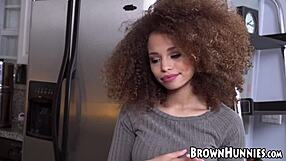 Tiny Ebony Cecilia Lion Bounces on Big White Dick