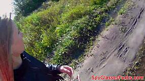 Doggystyled bent over amateur teen cums on ass outdoor pov