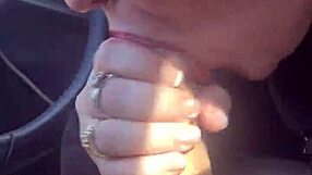 She gulps down cum during her bbw break time blowjob