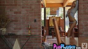 Excited Big Tits Blonde Babe Exposes Inked Naked Milf Body