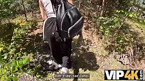 Quick pickup leads to cheating sex with cute shaved Czech brunette inside ancient ruins