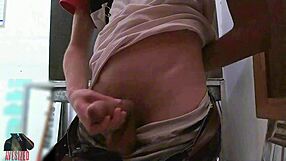 skinny dude jerks monster cock behind shop counter?