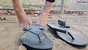 Tall latina giantess crushes snails unaware in nightclub foot fetish clip