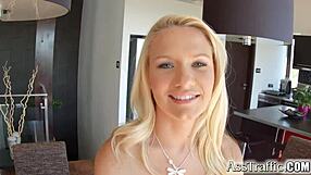 18 year old petite blonde teen faces hardcore anal casting interview