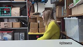 Huge Titty Teen Thief Sucks Guard's Cock Desperately!