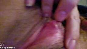 Curvy Amateur Fingers Shaved Big Pussy Lips and Rubs Clit Hard in Bedroom Solo