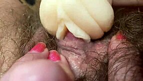 Hardcore hairy pussy lips big clit vagina toy fucking