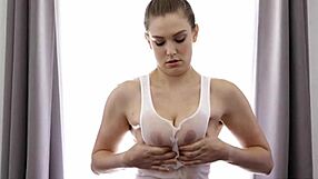 oiled giselle palmer's natural tits bounce wild in scene 2 riding big cock