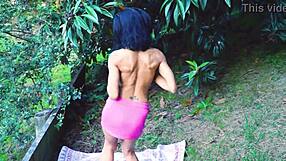 wyld yasmin strips juicy pussy in backyard public tease