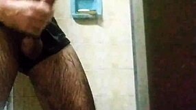 skinny brazilian strokes huge cock in shower till explosive cumshot?