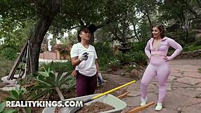 Curvy brunette Tommy King squirts wildly as neighbor drills her tight eager ass