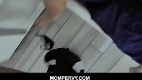 brunette mommy eva long pierces clit while fucking stepson pov on bed