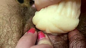 Hardcore hairy pussy lips big clit vagina toy fucking