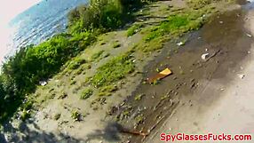 Doggystyled bent over amateur teen cums on ass outdoor pov