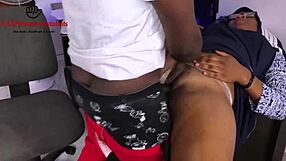 horny hijab teacher begs black student's monster cock to fuck her big ass pussy on desk in uniform