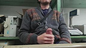 home alone turns into sneaky solo masturbation with boss nearby watching