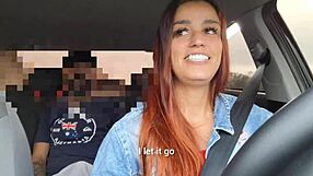 Slutty rideshare driver fucks masturbating passenger bareback hard