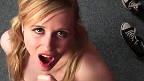 flirty face stares while sucking cocks for massive jizz facial