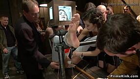 redhead and blonde bound subs get publicly assfucked and dominated outdoors