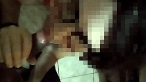 Nerdy crossdresser with glasses gives sloppy solo blowjob.