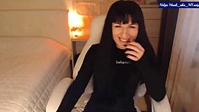 Helga's Naughty Lingerie Striptease Vibes Her Perky Clit