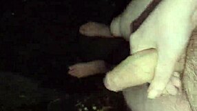 old guy strokes monster cock naked outdoors in the cold