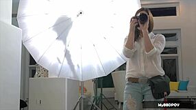 Lesbian Threesome Teases Shaved Pussies at Hot Photoshoot