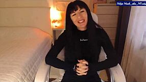 Helga's Naughty Lingerie Striptease Vibes Her Perky Clit