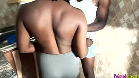 Black Visitor Bangs Big Titted Bitch Preparing Breakfast in Kitchen