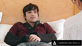 sexy teacher tempts injured teen to cum hard since he can't stroke himself anymore in forbidden classroom relief