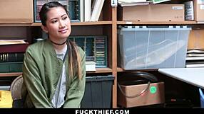 Police Catch Shoplifting Teen Burglar and Pound Her Small Tits with Monster Cock Doggy