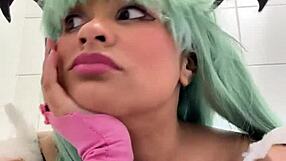 Gassy BBW Farts Loud in Public Toilet at Cosplay Con