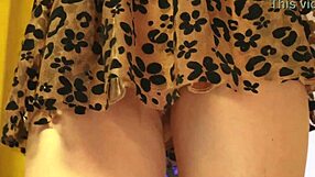 oops she forgot panties and her tight teen pussy lips peek from miniskirt