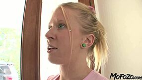 blonde student small tits bounce loving every doggystyle thrust from big cock