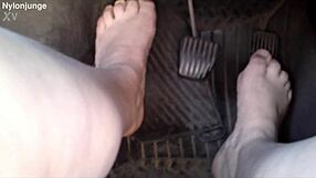 zeraphine73 shows best sexy feet socks shoes in car outdoors