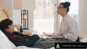 sexy teacher tempts injured teen to cum hard since he can't stroke himself anymore in forbidden classroom relief