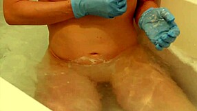 Shaving My Shaved Pussy Lips In Rubber Gloves While Rubbing Clit!