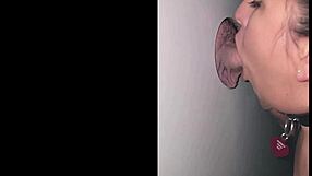 Latina Swallows Cum at Gloryhole Arcade on First Wild Trip