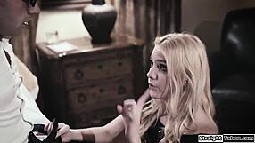 Blonde stepsister teaches virgin stepbrother pussy fucking and blowjob