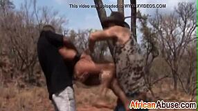 Petite african teen slut spanked hard in brutal threesome with big cocks