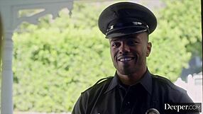 Gorgeous amber moore deepthroats licks rides cowgirl doggystyle uniform cock