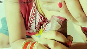 horny indian mistress quenches young servant's thirst in garage blowjob