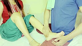 horny indian mistress quenches young servant's thirst in garage blowjob