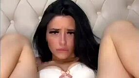 Slutty college exchange student squirts hard fingering her wet pussy on webcam