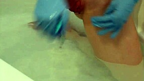 Shaving My Shaved Pussy Lips In Rubber Gloves While Rubbing Clit!